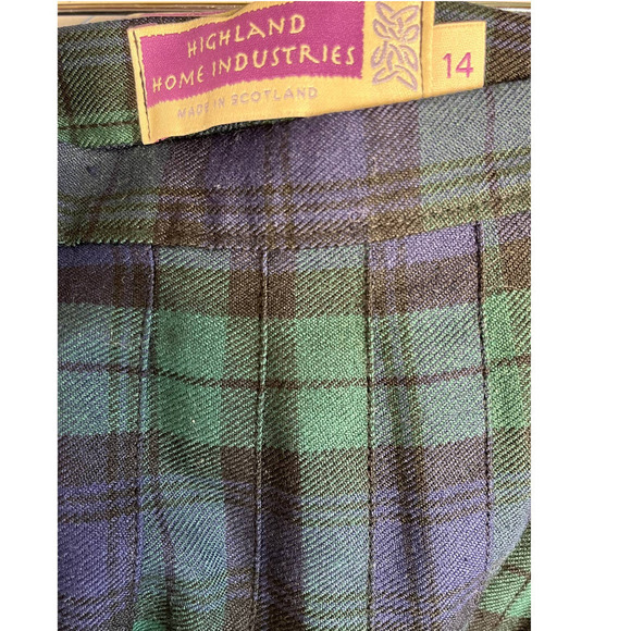 Academia Highland Home Industries Pleated Tartan Green Blue Vintage Skirt - Picture 4 of 6